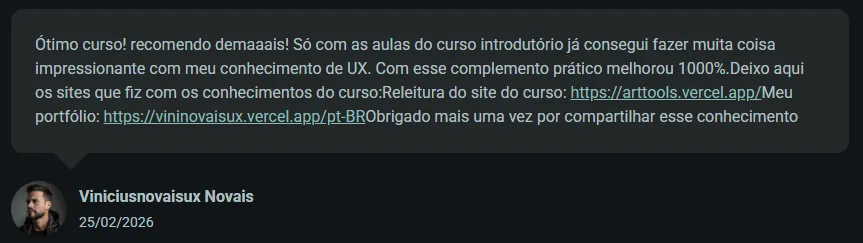 Depoimento de aluno da Formação AI Designer — depoimento viniciusnovaisux novais