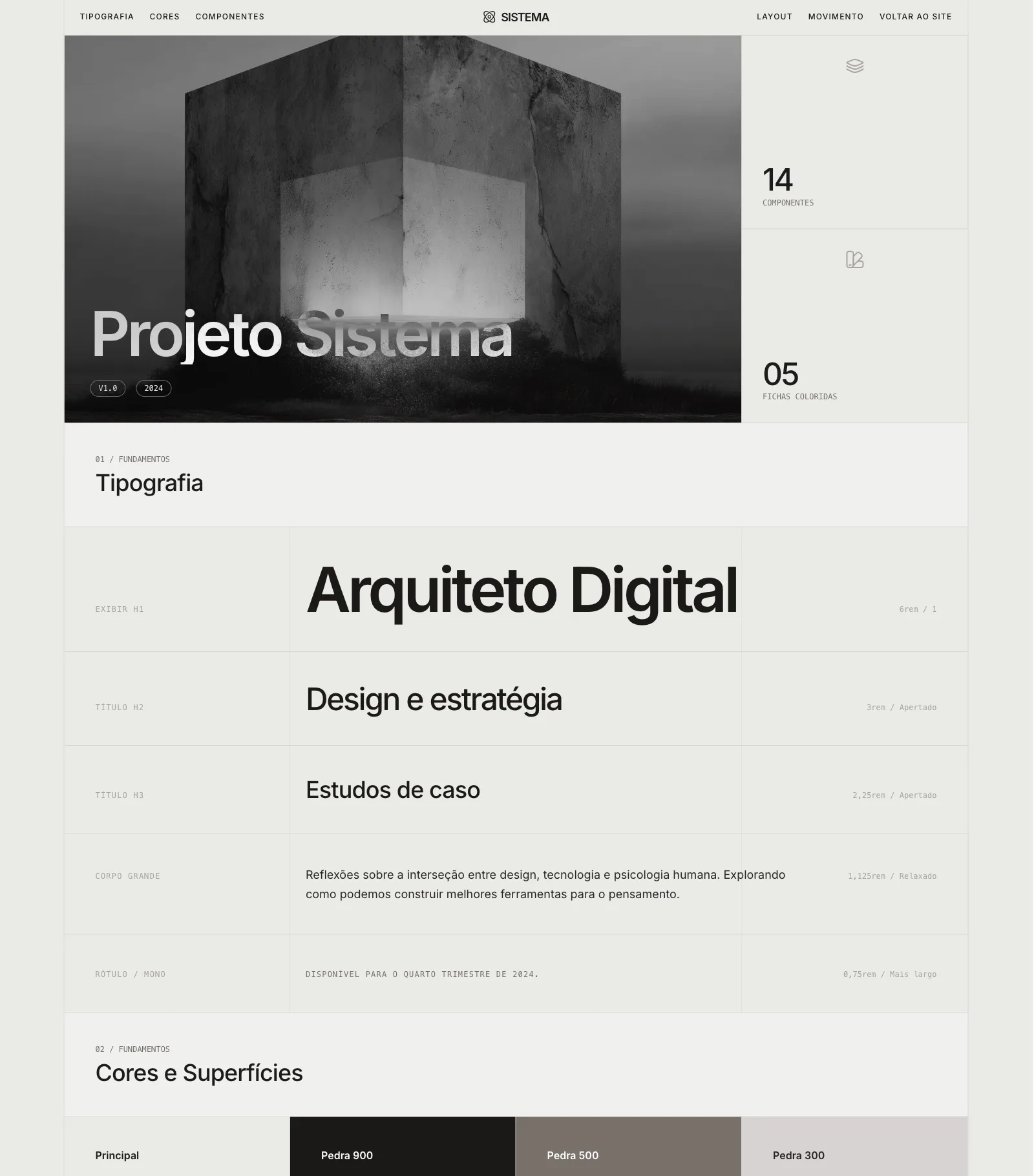 Preview de interface escura com componentes web