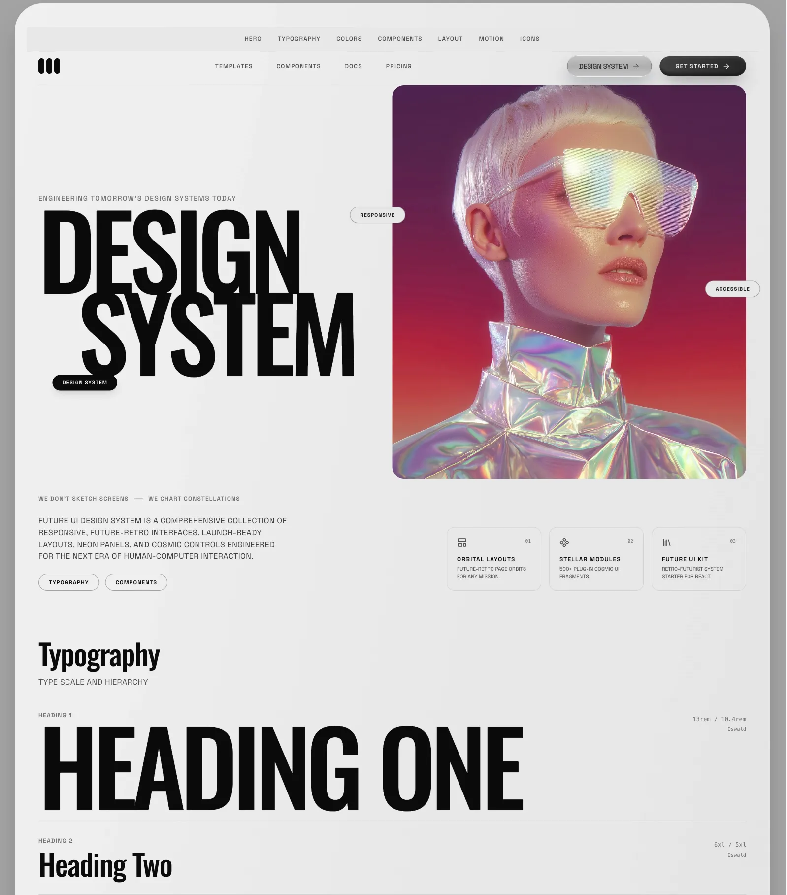 Preview de landing page com paleta clara
