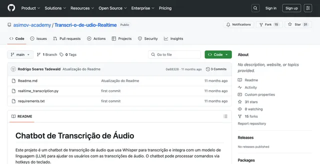 Transcrição de áudio em tempo real – 100% local
